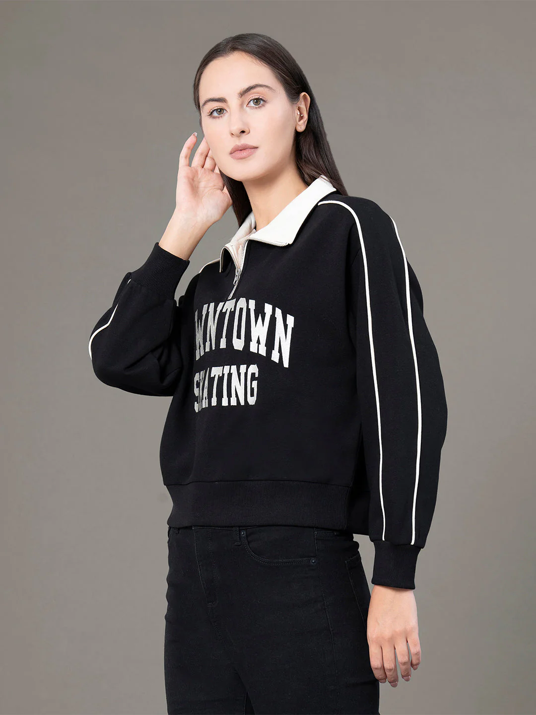Half Zip Collar Sweatshirt for Women - Image 2