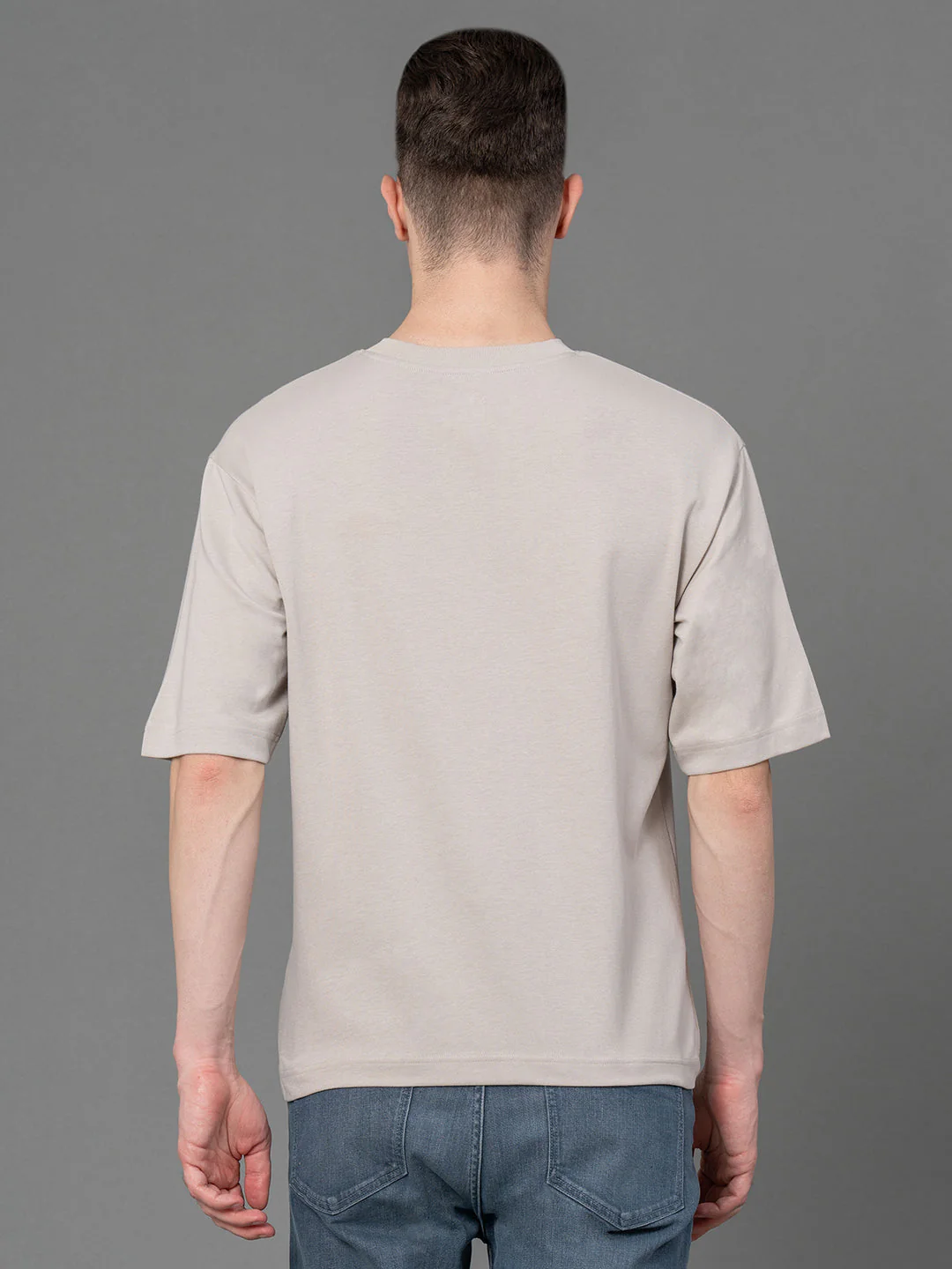 Ivory Oversized Round Neck T-Shirt for Men - Image 3