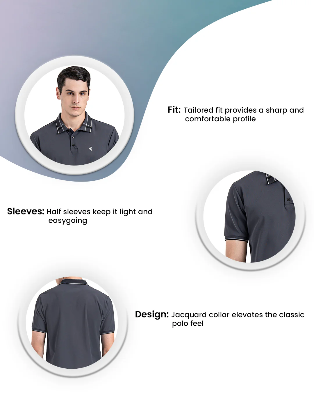 Jacquard Collar Polo T-shirt for Men - Image 3