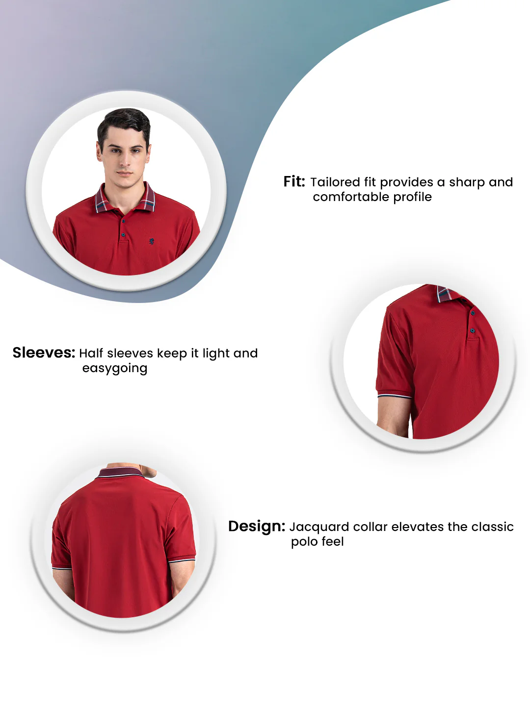Jacquard Collar Polo T-shirt for Men - Image 3
