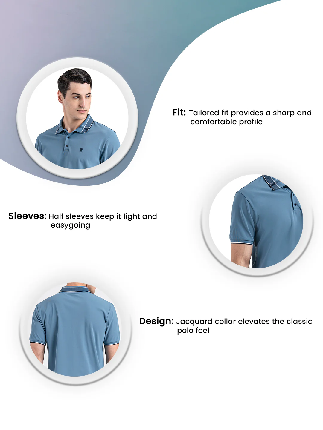 Jacquard Collar Polo T-shirt for Men - Image 3