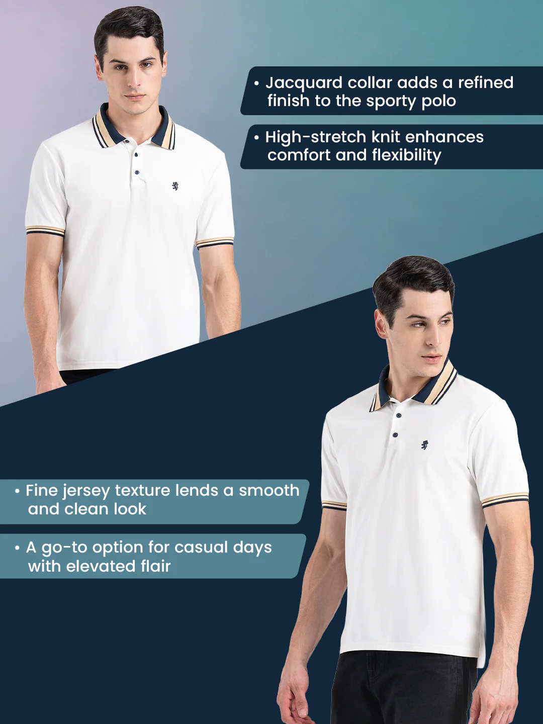 Jacquard Collar Polo T-Shirt for Men - Image 2