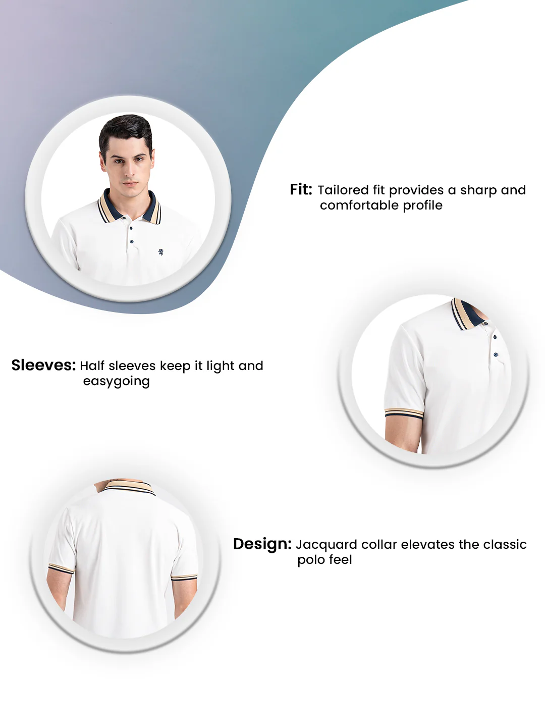 Jacquard Collar Polo T-Shirt for Men - Image 3