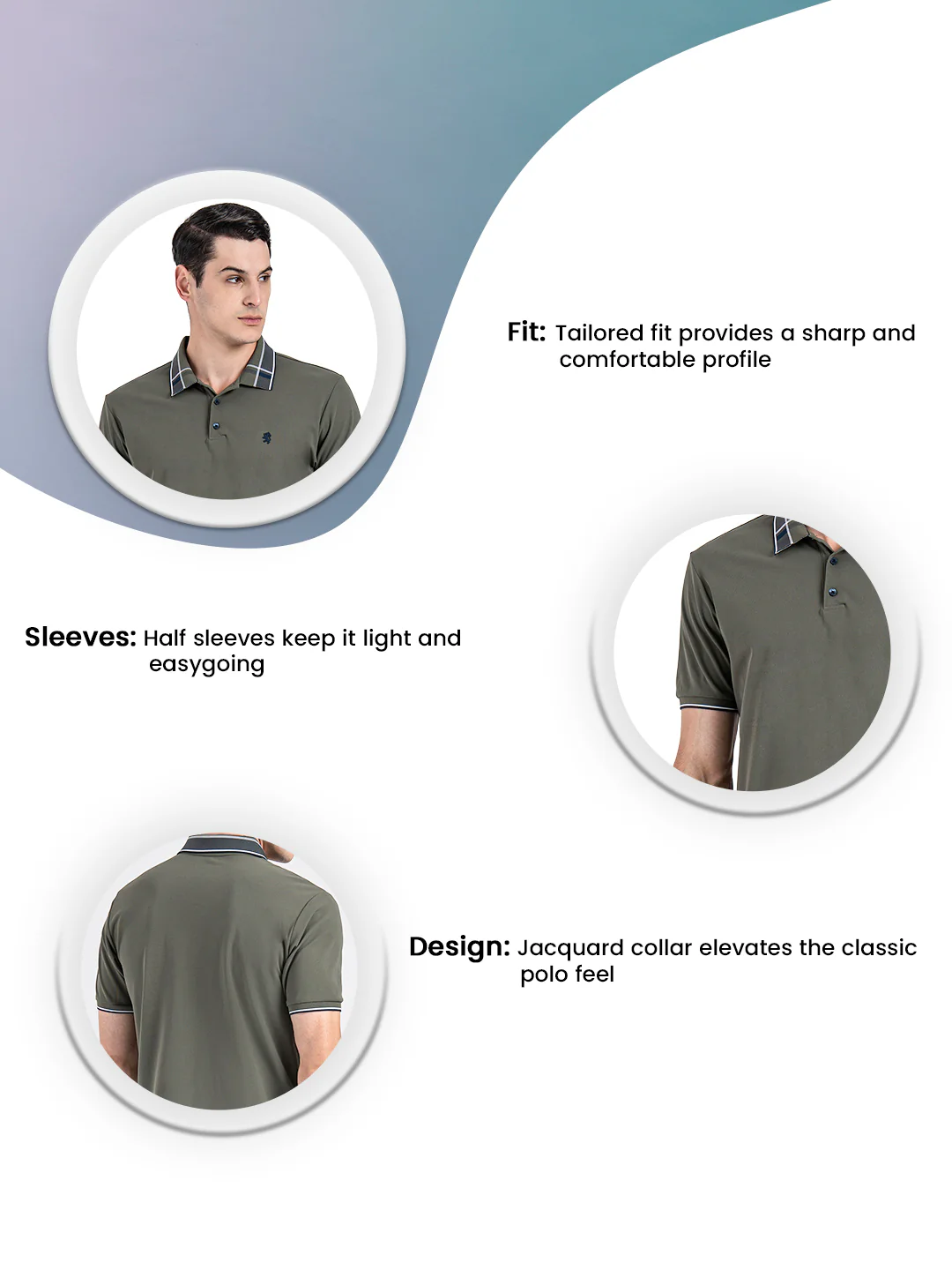 Jacquard Collar Polo T-shirt for Men - Image 3