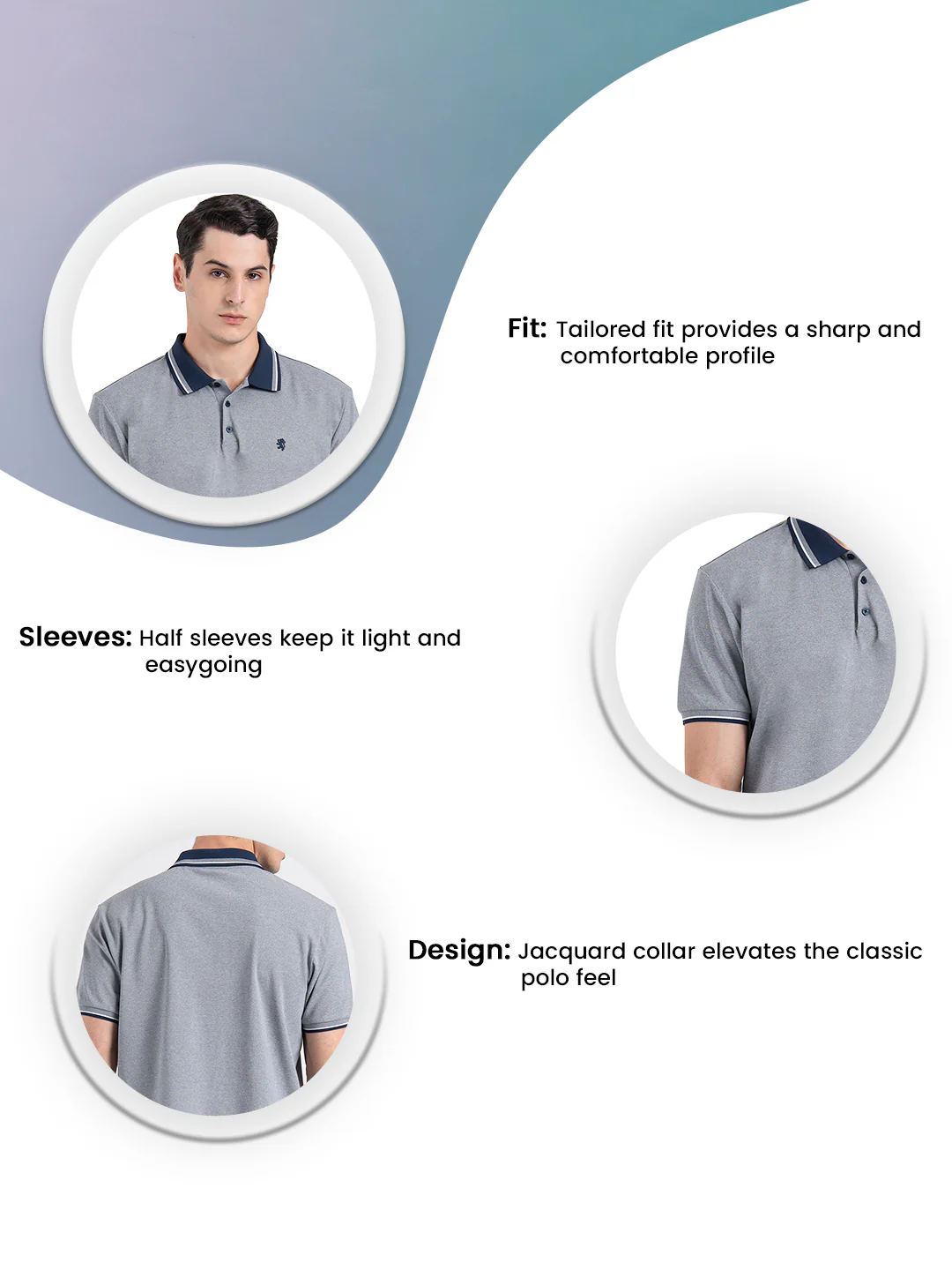 Jacquard Collar Polo T-Shirt for Men - Image 3