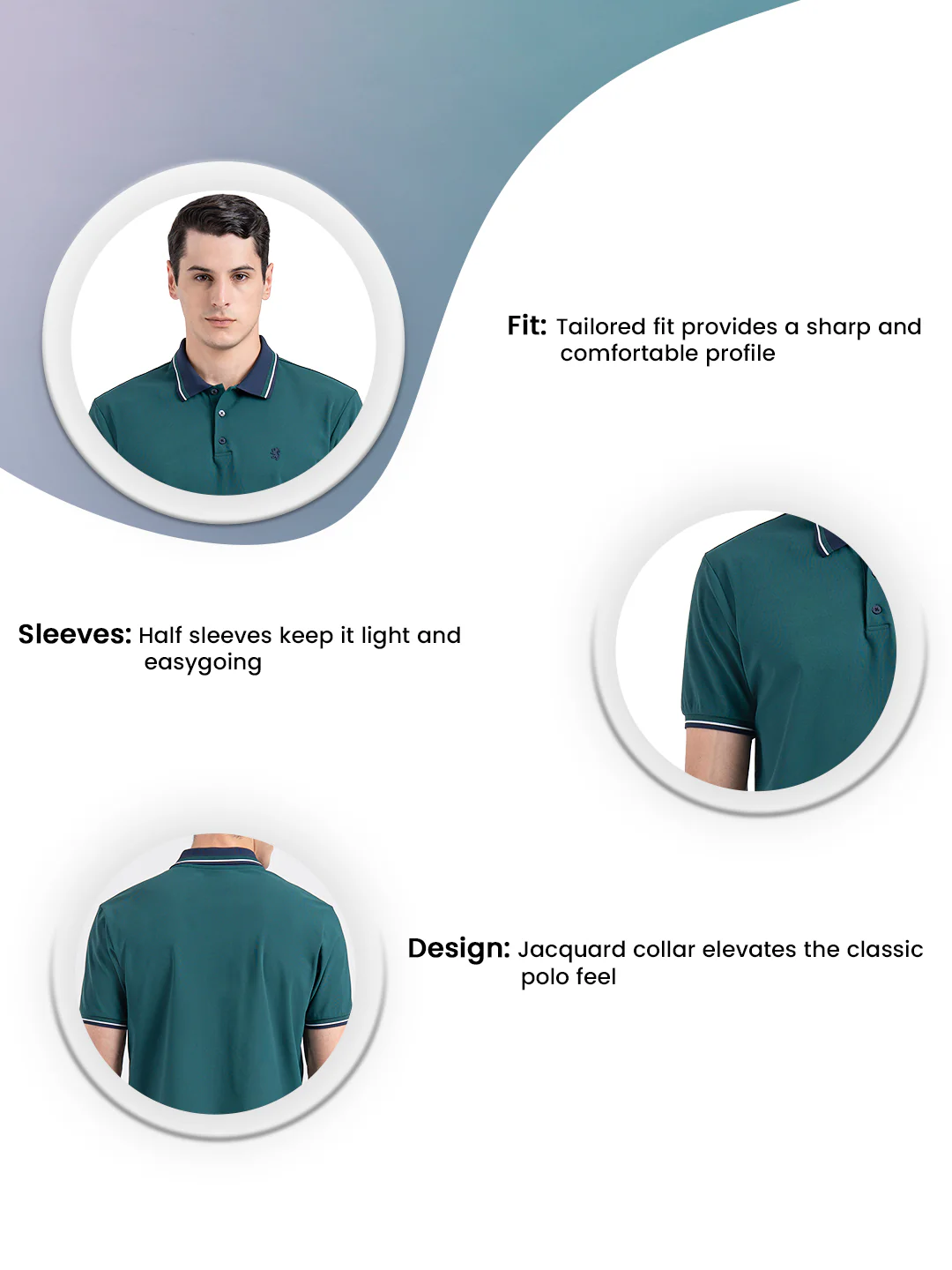Jacquard Collar Polo T-Shirt for Men - Image 3