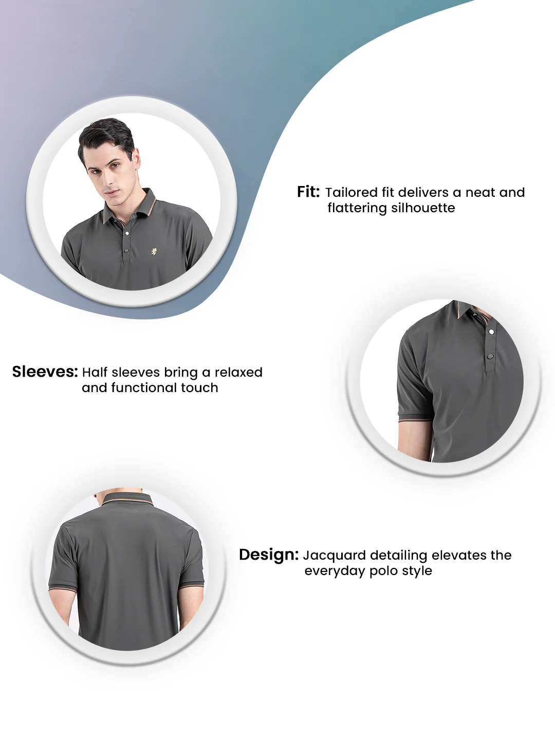 Jacquard Collar Polo T-Shirt for Men - Image 3