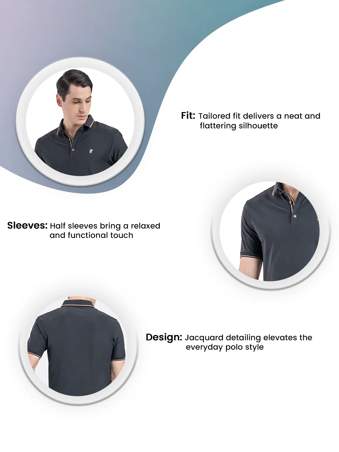 Jacquard Collar Polo T-Shirt for Men - Image 3