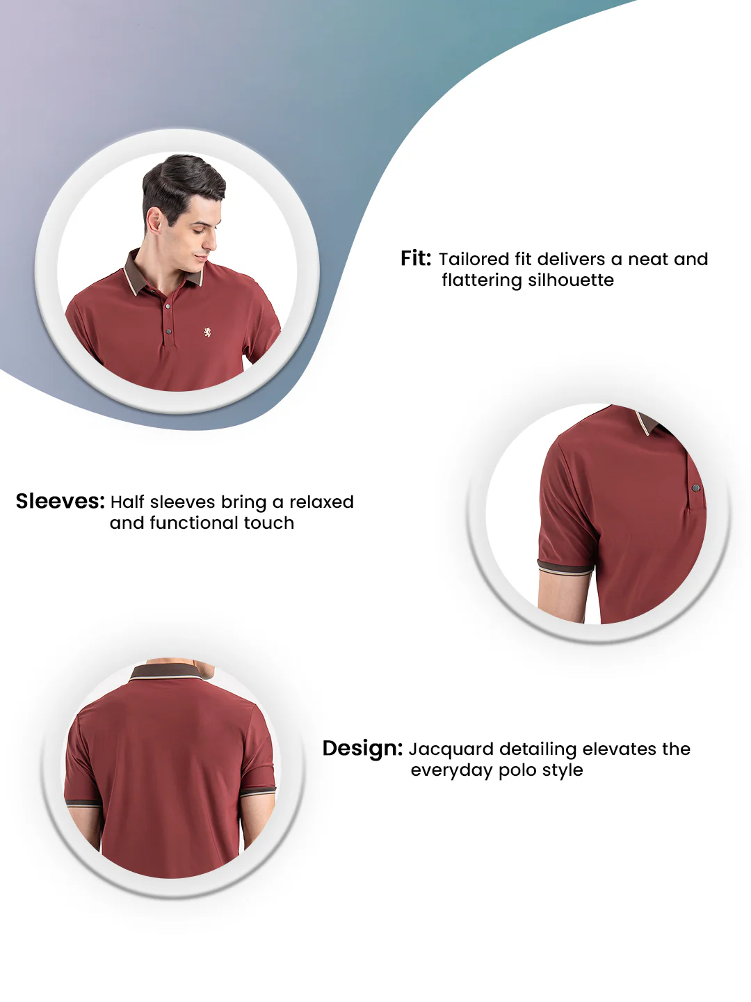 Jacquard Collar Polo T-Shirt for Men - Image 3