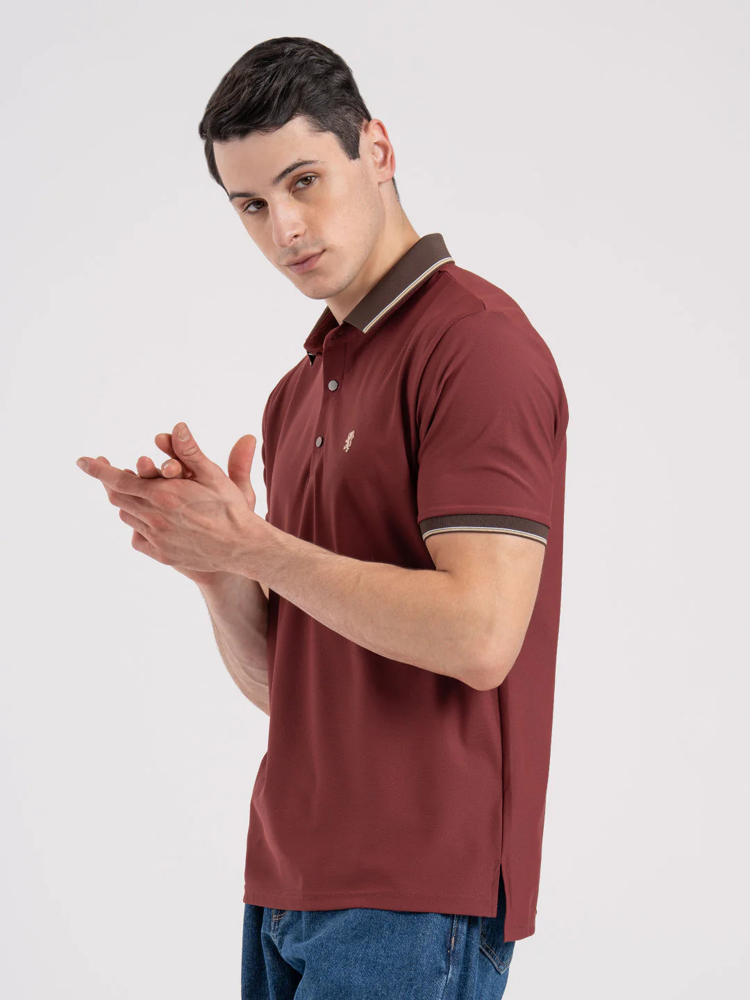 Jacquard Collar Polo T-Shirt for Men - Image 4