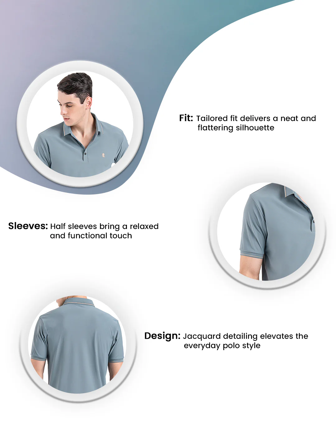 Jacquard Collar Polo T-Shirt for Men - Image 3