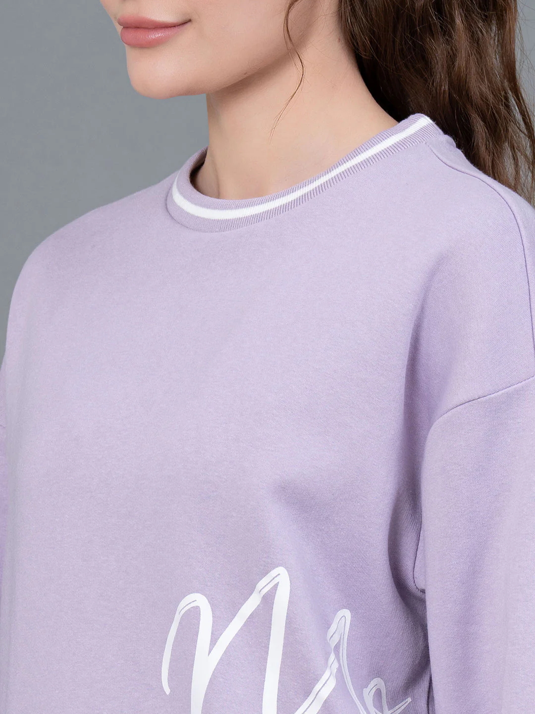 Lavender Graphic Printed Cotton Poly Fleece Women's Sweatshirt - Image 4