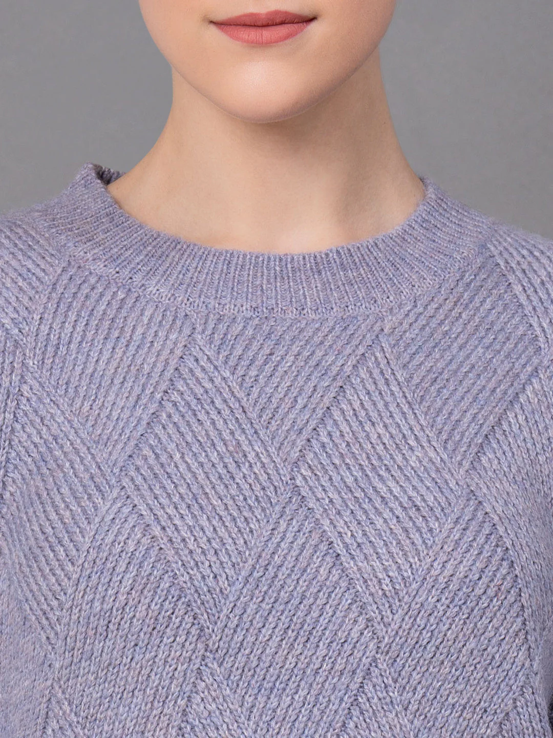 Lilac Poly Acrylic Self Design Women's Sweater - Image 4