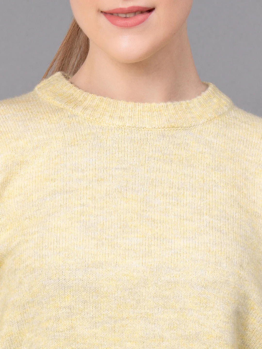 Lime Poly Acrylic Spandex Melange Women's Sweater - Image 4