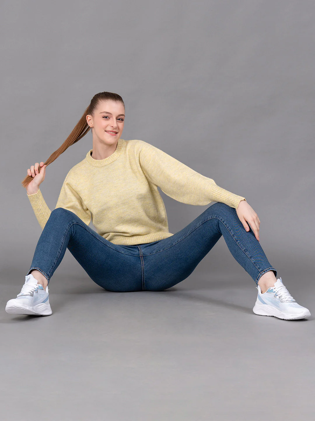 Lime Poly Acrylic Spandex Melange Women's Sweater - Image 5