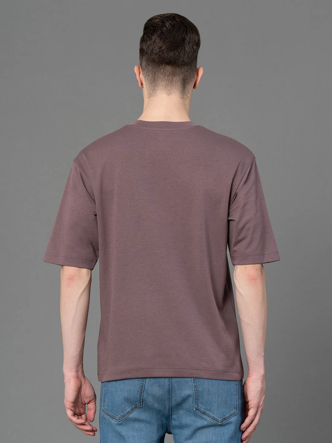 Mauve Oversized Round Neck T-Shirt for Men - Image 3