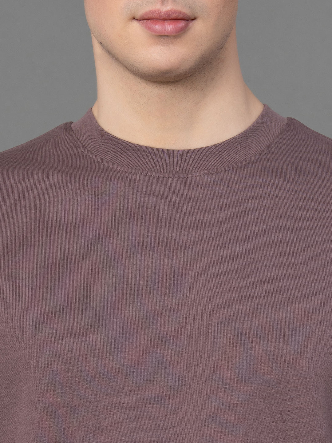 Mauve Oversized Round Neck T-Shirt for Men - Image 4
