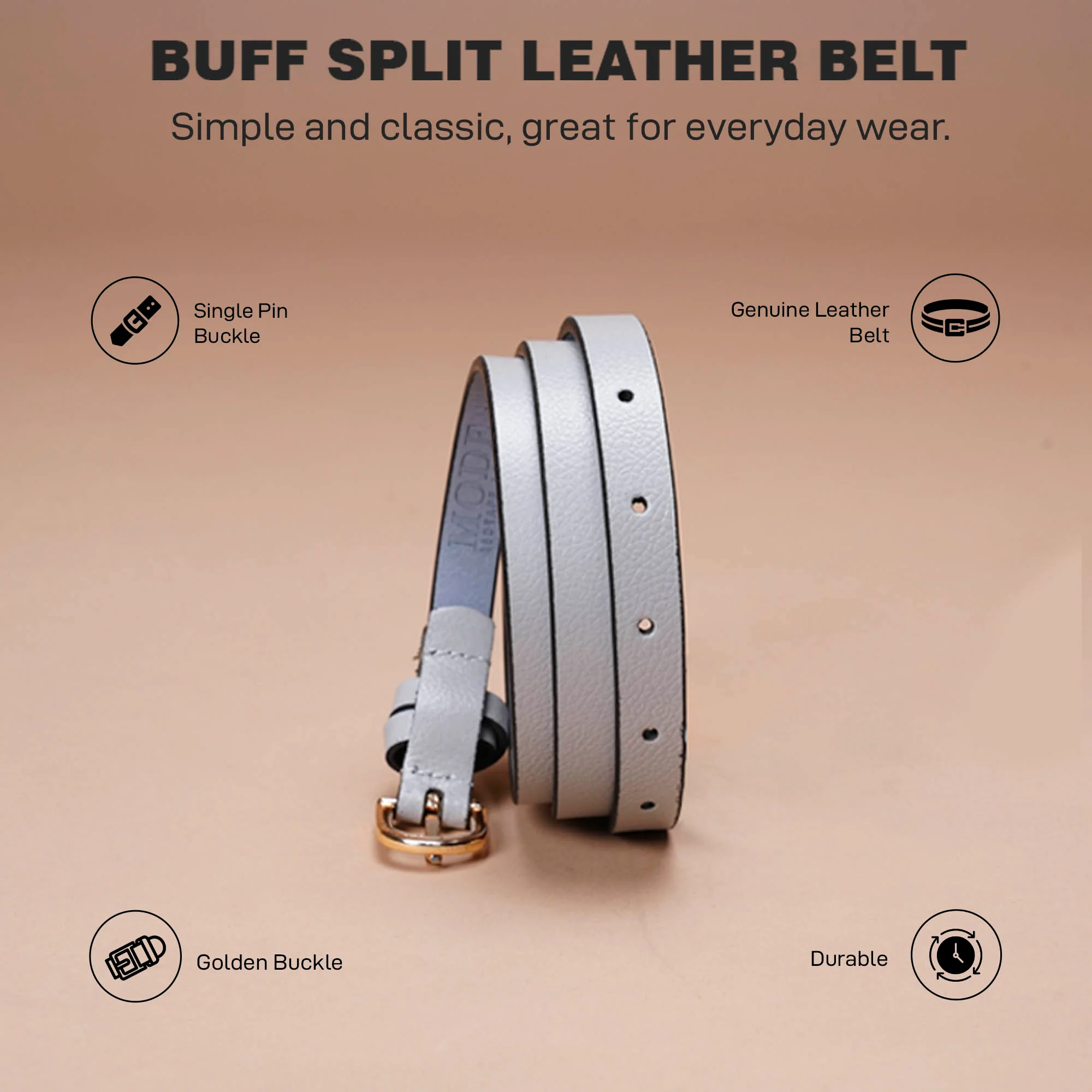 Textured Leather Belt For Women | Classic And Durable - Image 3
