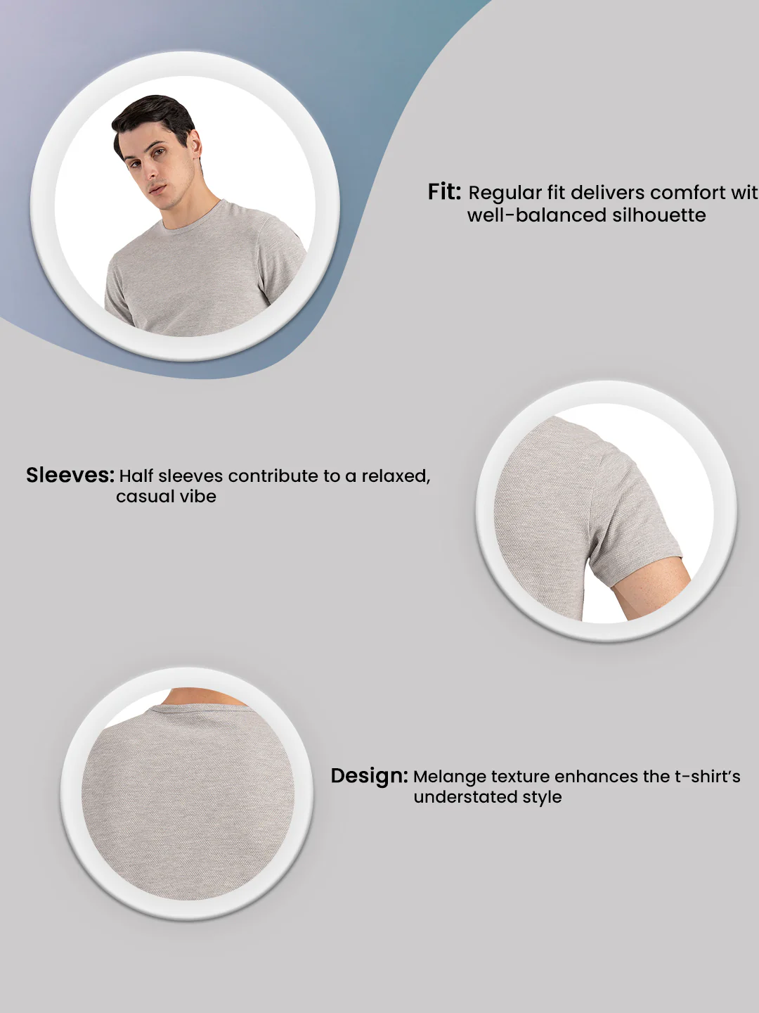 Melange Round Neck T-Shirt for Men - Image 3