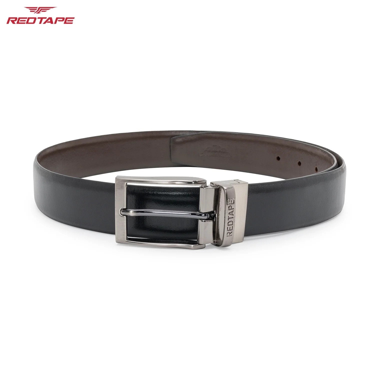 Men's Black Brown Reversible Leather Belt - Image 5