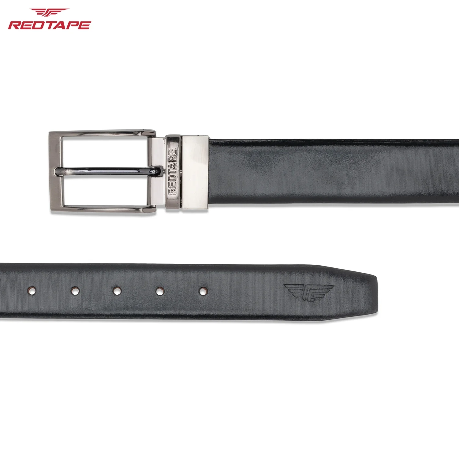 Men's Black Brown Reversible Leather Belt - Image 6