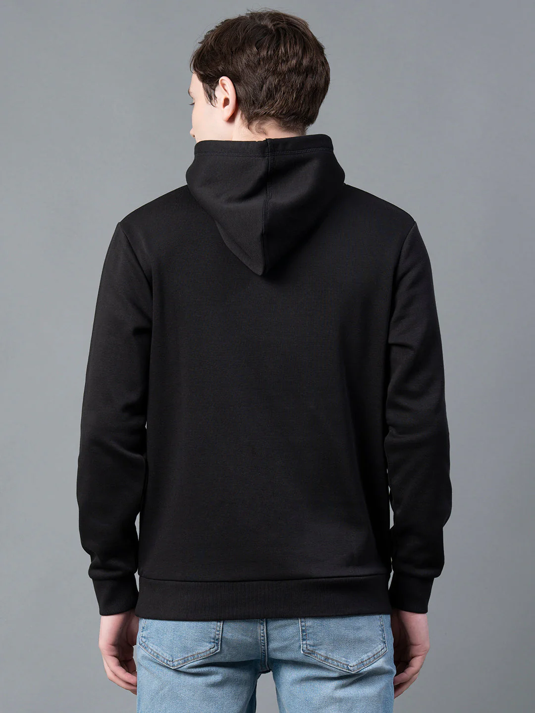 Men Black Graphic Print Hoodie - Image 3