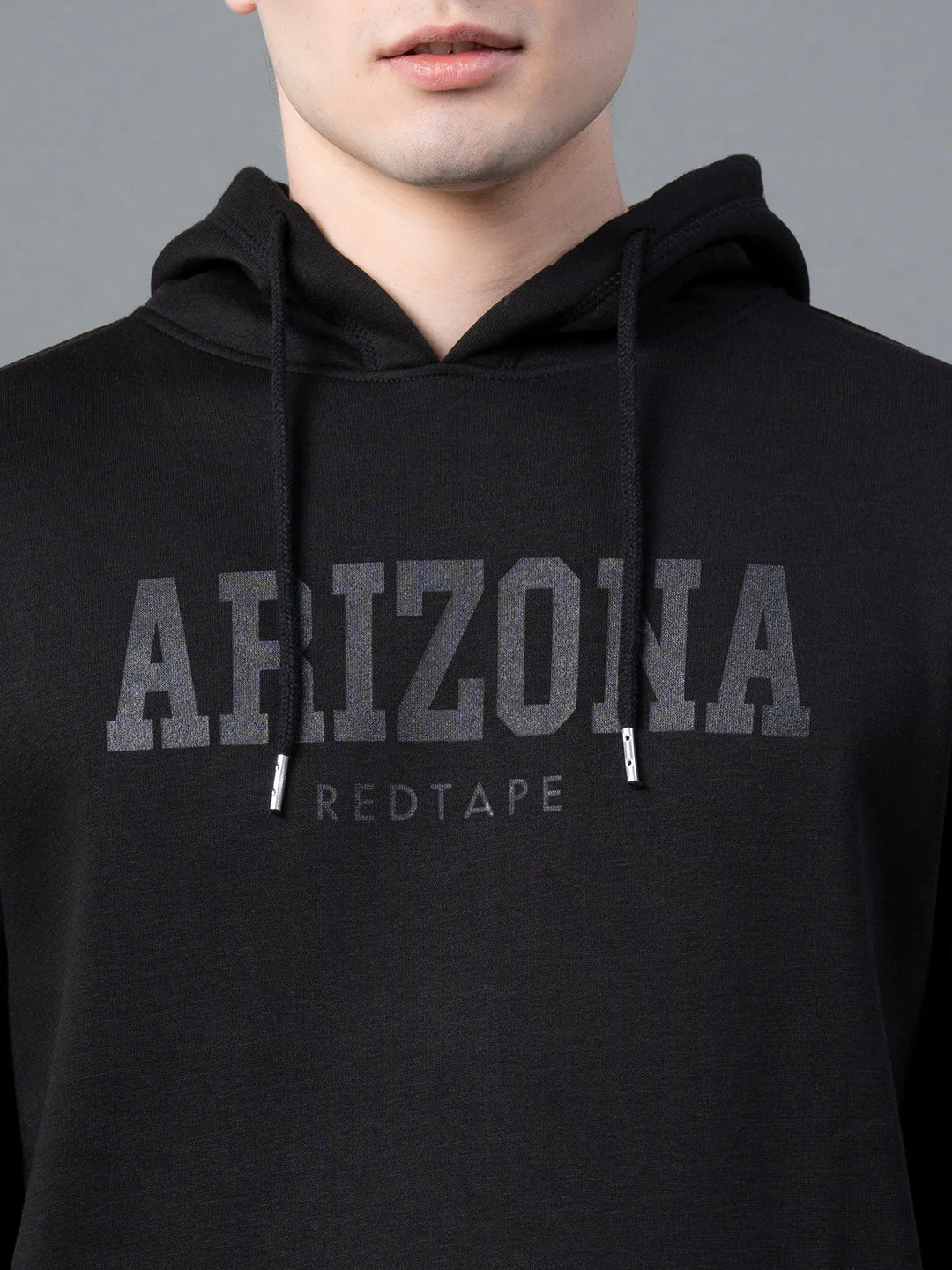 Men Black Graphic Print Hoodie - Image 4