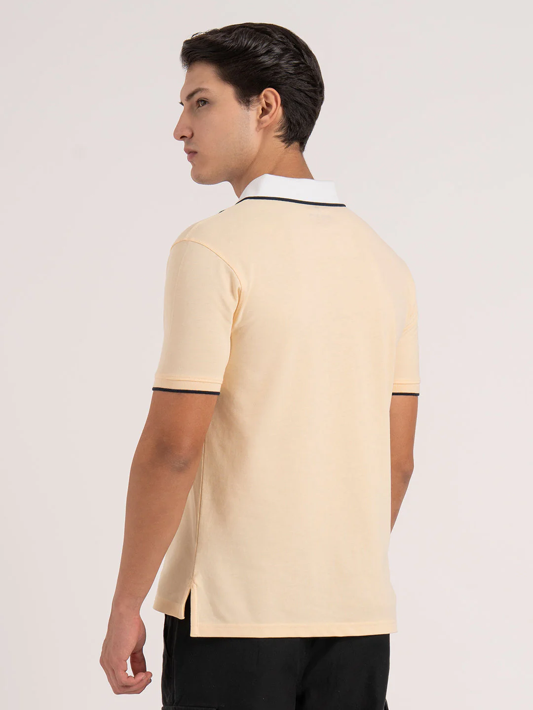 Men Light Yellow Color Block Polo T-Shirt - Image 5