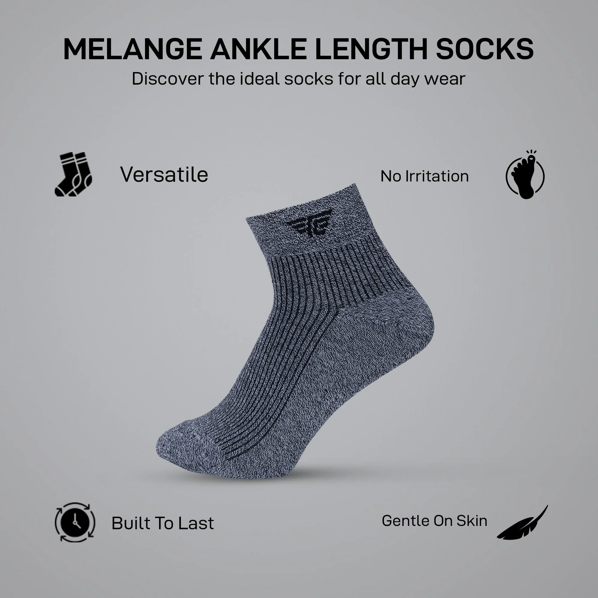 Men’s Ankle Length Socks Pack of 3 - Image 2