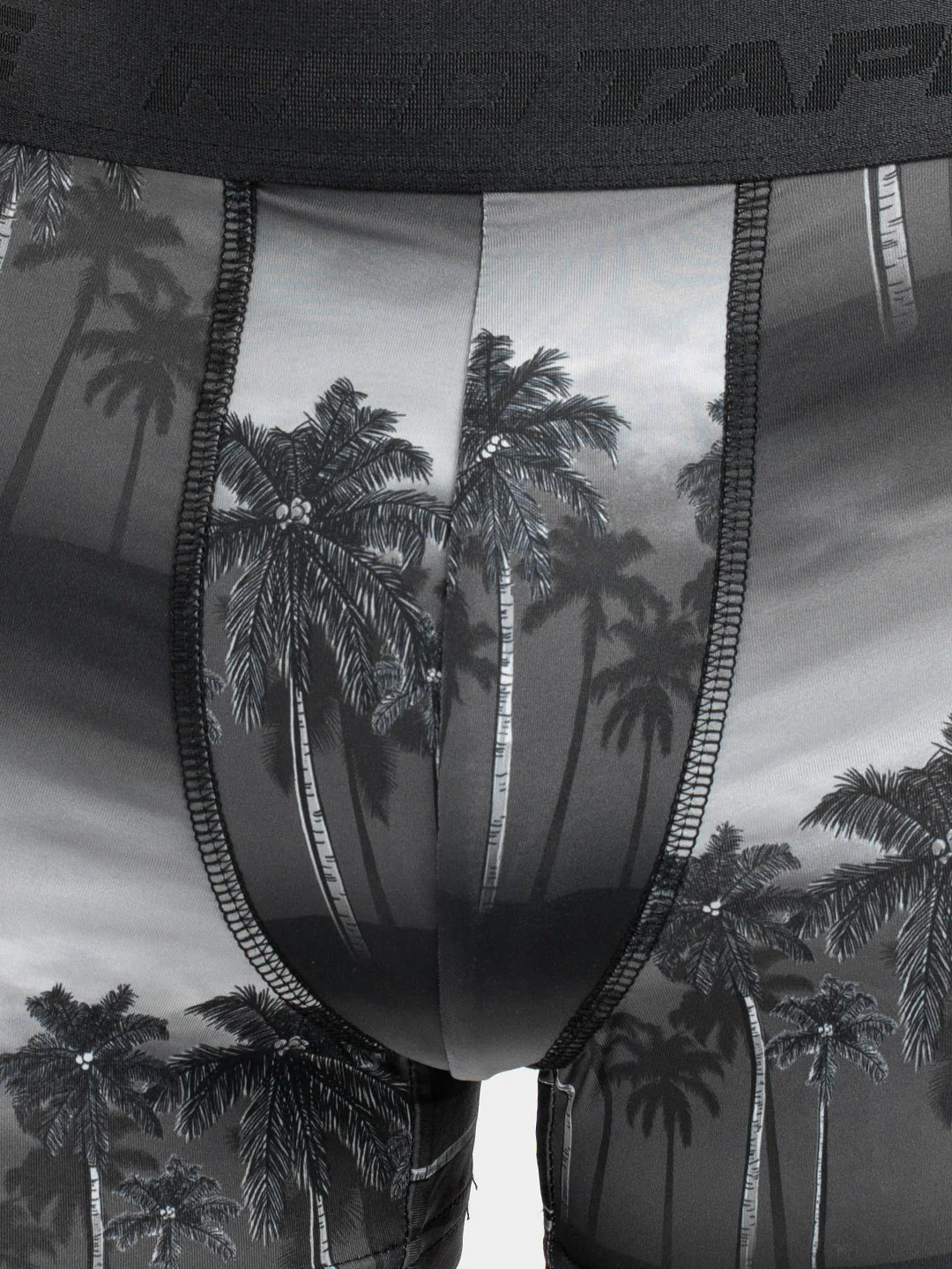 Men's Ash Black Printed Elasticated Polyester Stretched Woven Trunk - Image 4