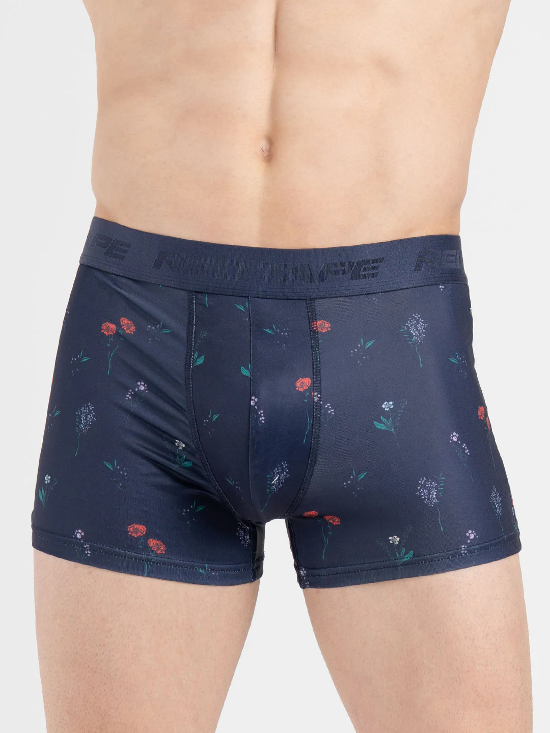 Men's Black Printed Elasticated Polyester Stretched Woven Trunk - Image 6