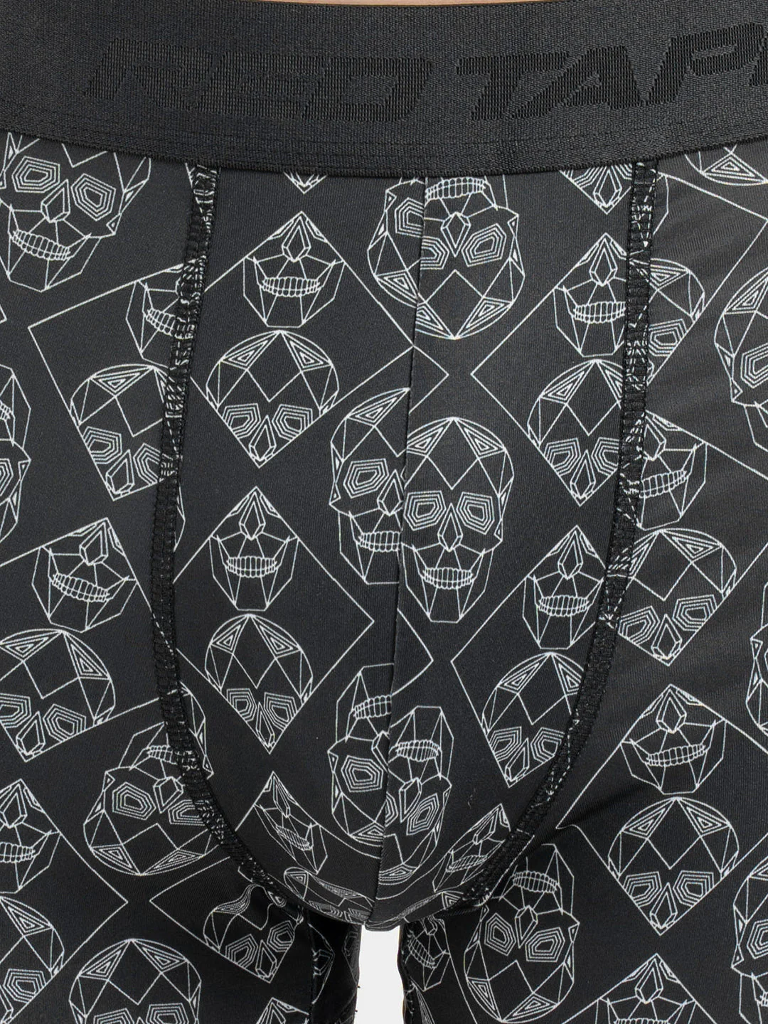 Men's Black Printed Elasticated Polyester Stretched Woven Trunk - Image 5