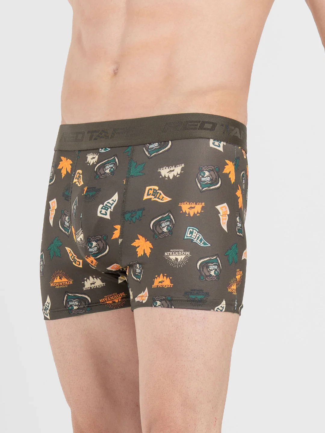 Men's Black Printed Elasticated Polyester Stretched Woven Trunk - Image 3