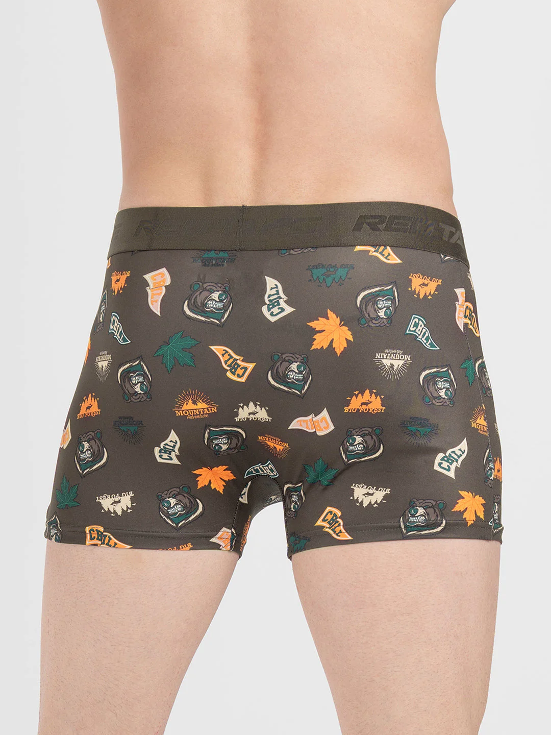Men's Black Printed Elasticated Polyester Stretched Woven Trunk - Image 4