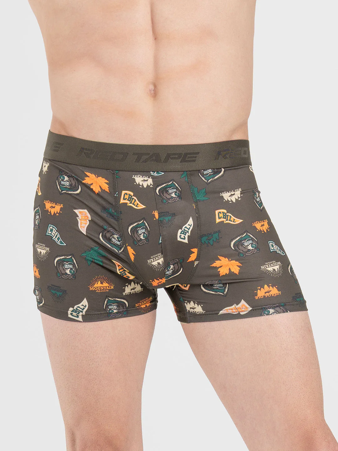 Men's Black Printed Elasticated Polyester Stretched Woven Trunk - Image 6