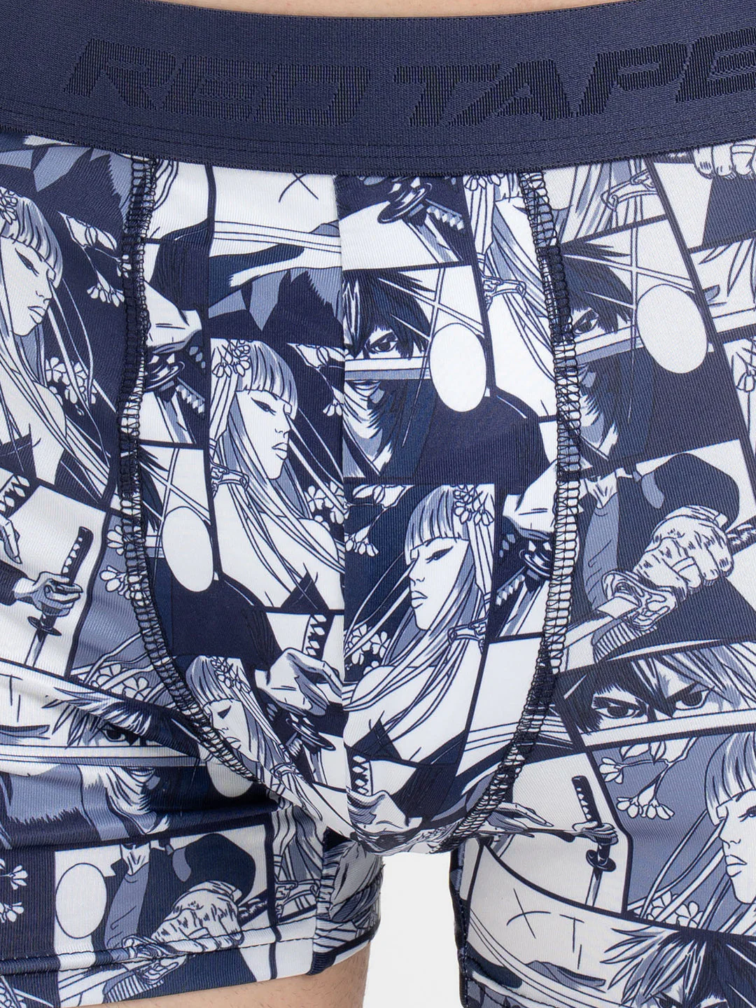 Men's Black Printed Elasticated Polyester Stretched Woven Trunk - Image 5