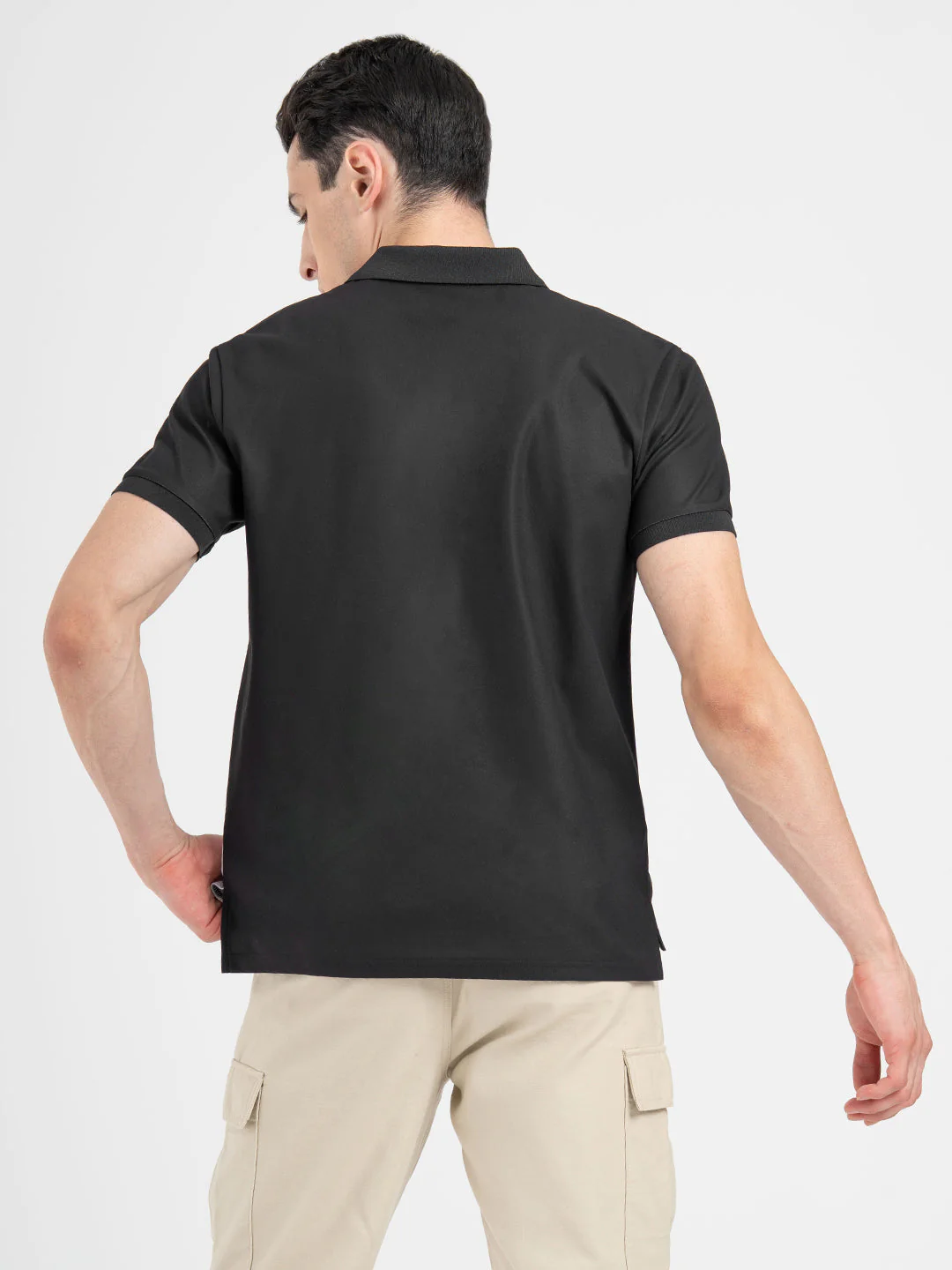 Men's Black Stripe Sports Polo T-Shirt - Image 3