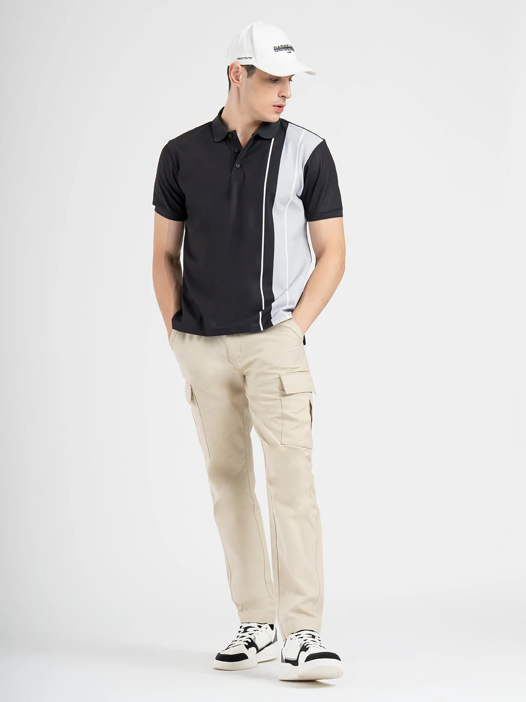 Men's Black Stripe Sports Polo T-Shirt - Image 5