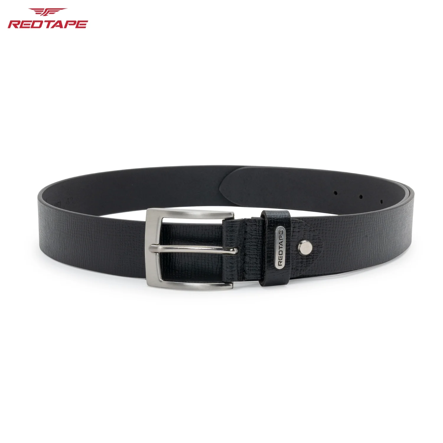 Men’s Black Textured Leather Belt - Image 5