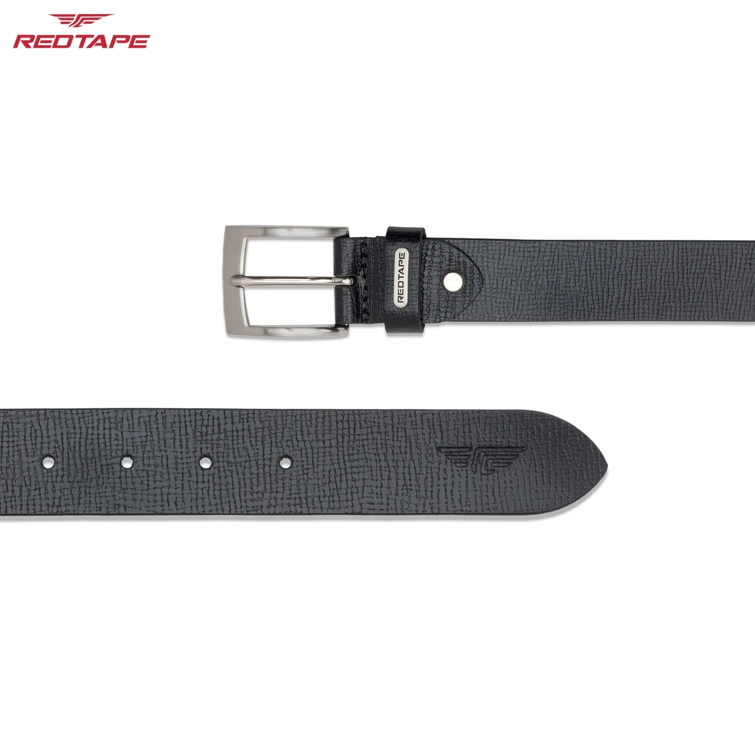 Men’s Black Textured Leather Belt - Image 6