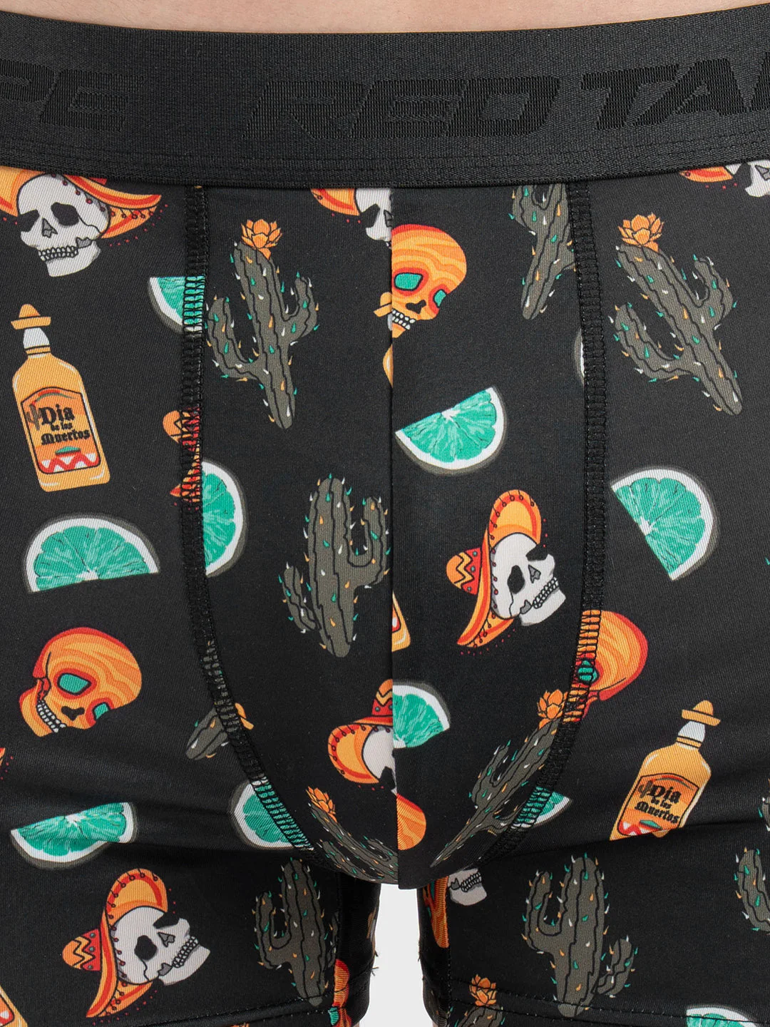 Men's Black Printed Elasticated Polyester Stretched Woven Trunk - Image 5