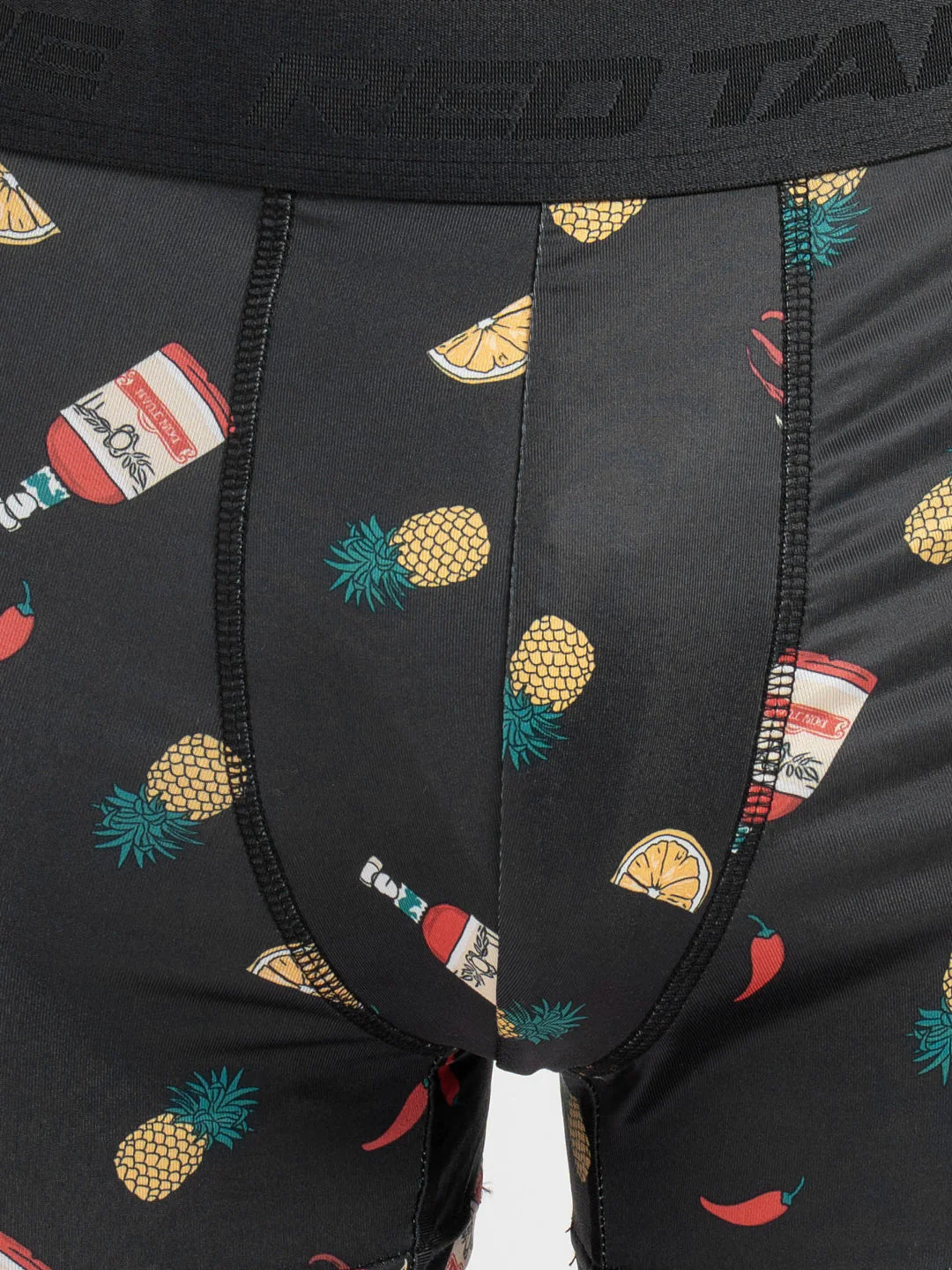 Men's Black Printed Elasticated Polyester Stretched Woven Trunk - Image 5