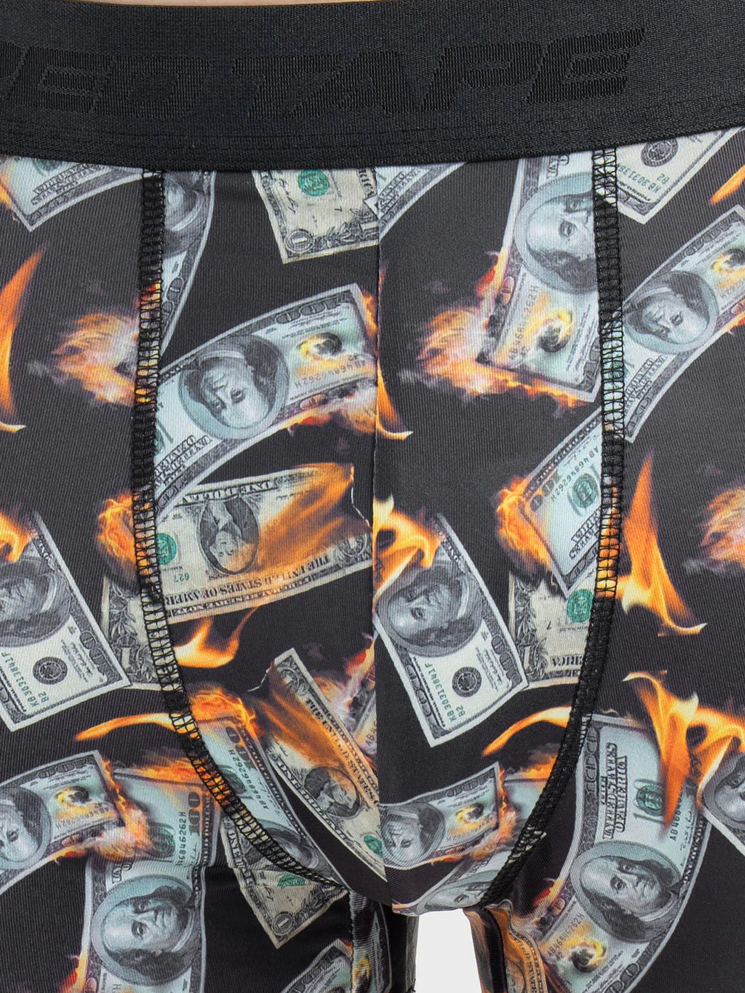 Men's Black Printed Elasticated Polyester Stretched Woven Trunk - Image 5