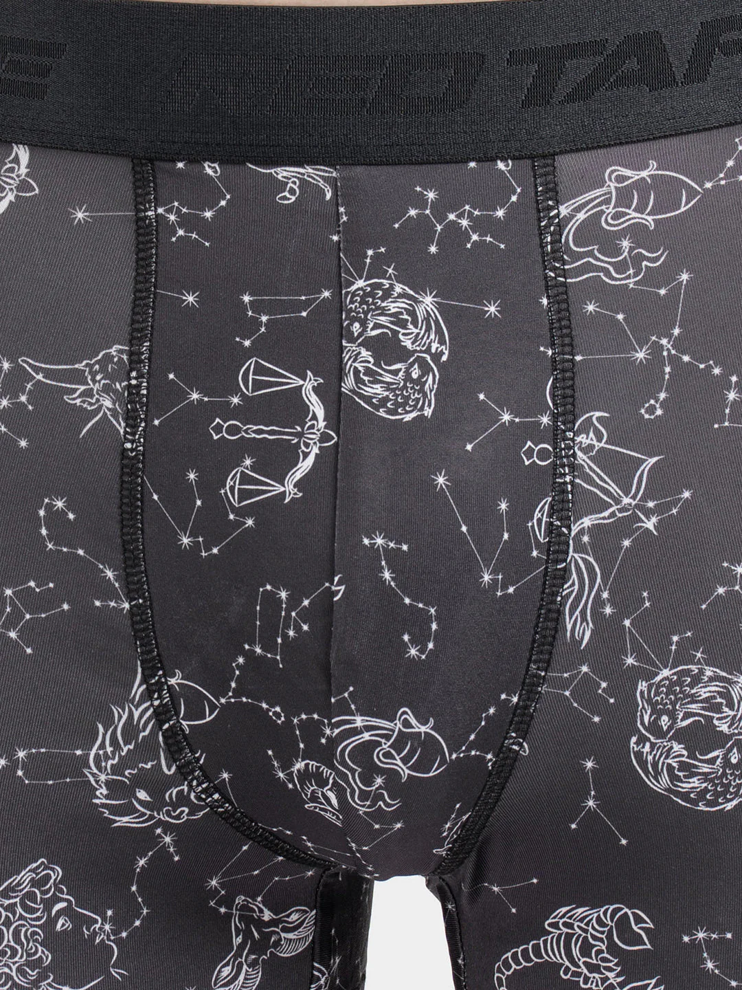 Men's Black Printed Elasticated Polyester Stretched Woven Trunk - Image 5