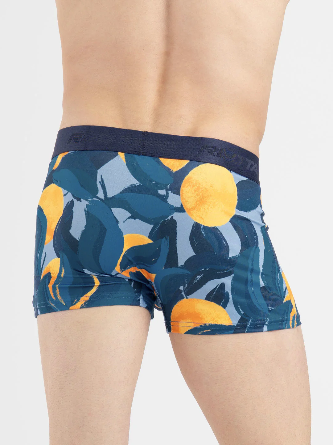 Men's Blue Printed Elasticated Polyester Stretched Woven Trunk - Image 4