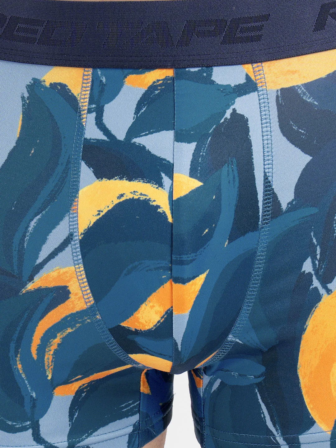 Men's Blue Printed Elasticated Polyester Stretched Woven Trunk - Image 5