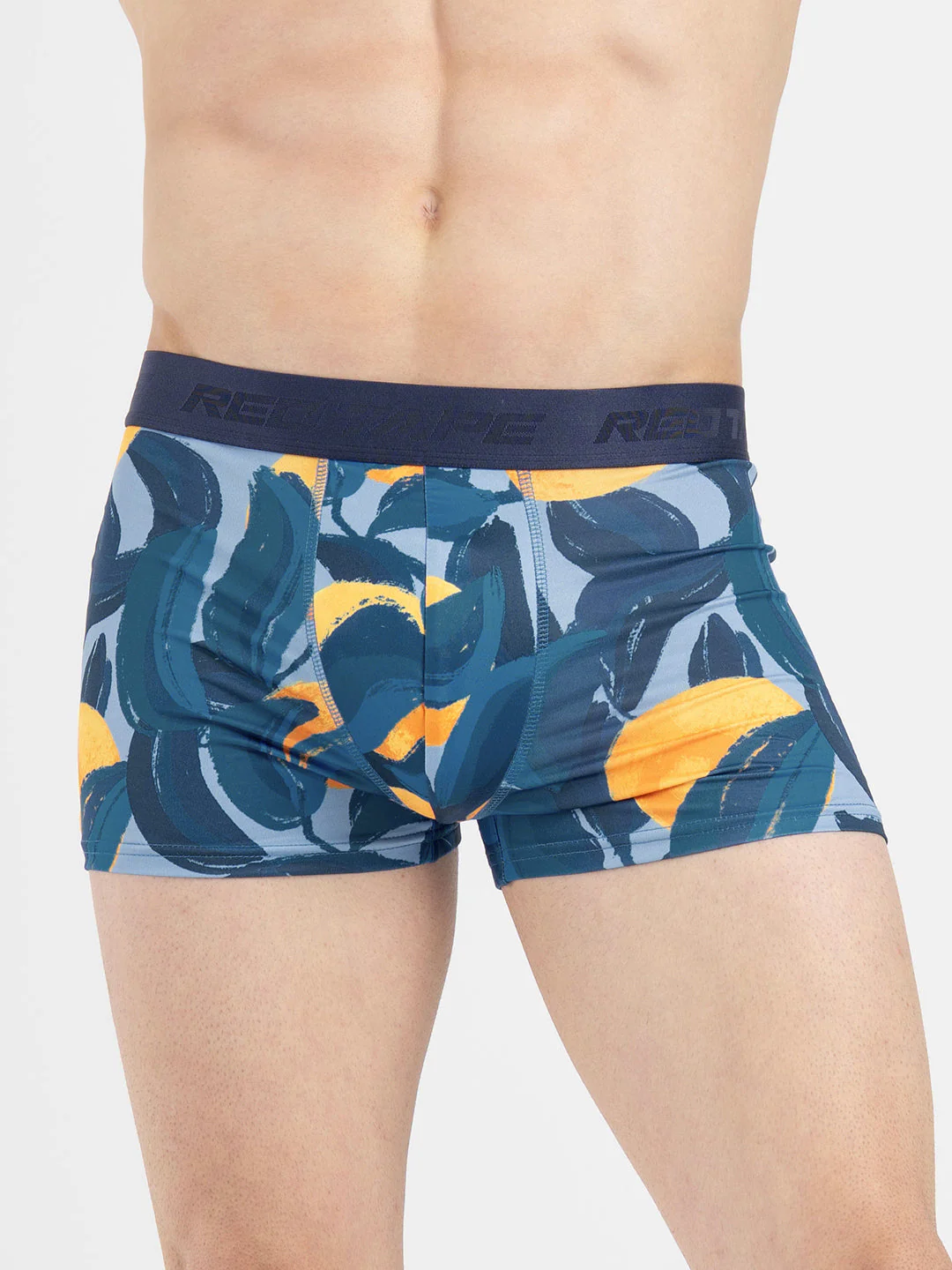 Men's Blue Printed Elasticated Polyester Stretched Woven Trunk - Image 6