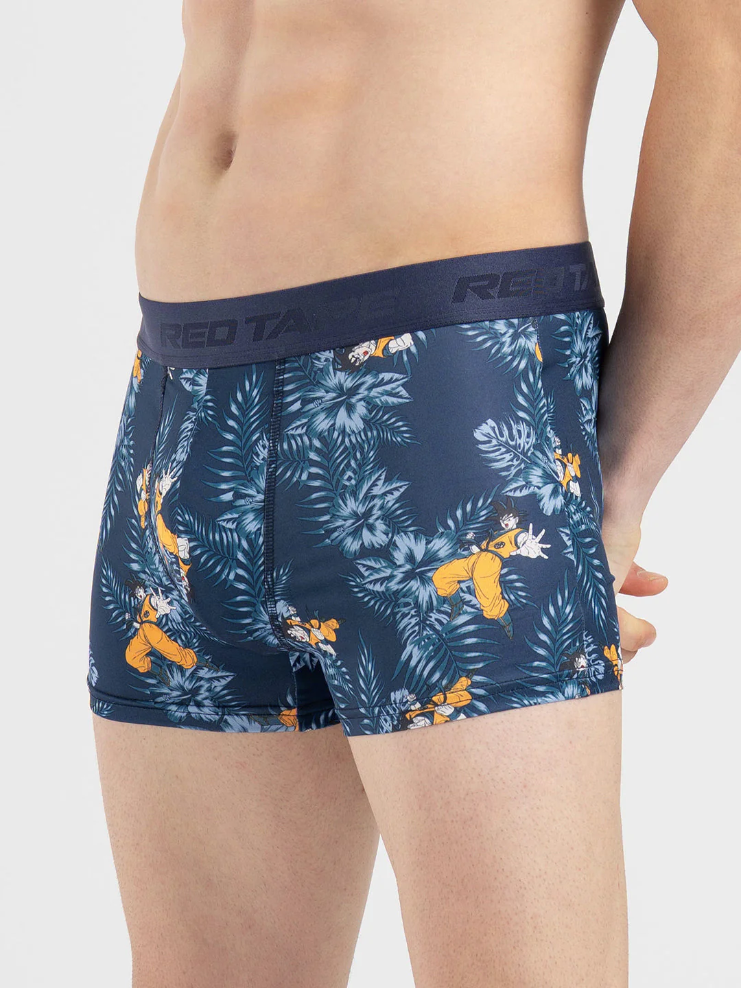 Men's Blue Printed Elasticated Polyester Stretched Woven Trunk - Image 3