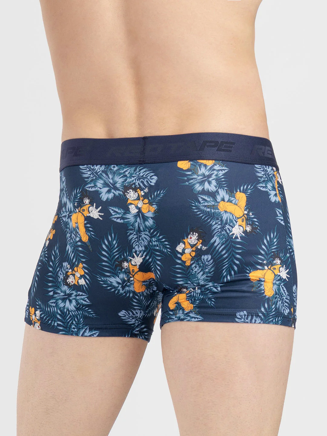 Men's Blue Printed Elasticated Polyester Stretched Woven Trunk - Image 4