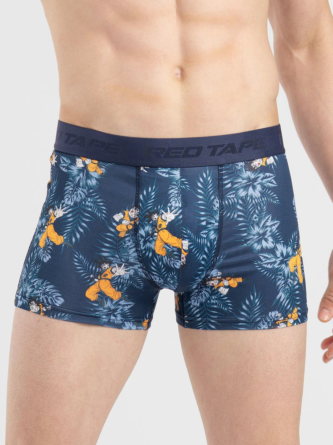 Men's Blue Printed Elasticated Polyester Stretched Woven Trunk - Image 6